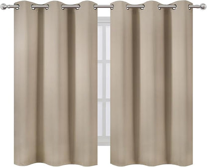 LEMOMO Khaki Blackout Curtains/38 x 54 Inch/Set of Two Panels Grommet Living Room Curtains