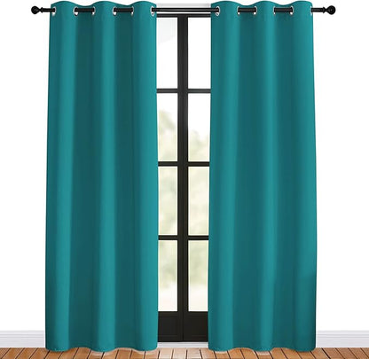 NICETOWN Room Darkening Curtains 80 inch Length 2 Panels, Peacock Teal, 2 Pieces, W42, Thermal Insulated Grommet Blackout Curtains for Modern Casual Elegant Bedroom Kids Room Theme Decoration