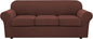H.VERSAILTEX 4 Piece Stretch Sofa Covers for 3 Cushion Couch Covers for Living Room Furniture Slipcovers (Base Cover Plus 3 Seat Cushion Covers) Upgraded Thicker Jacquard Fabric (Sofa, Burnt Brick)