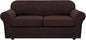 H.VERSAILTEX 3 Piece Stretch Sofa Covers for 2 Cushion Sofa Couch Covers for Living Room Sofa Slipcovers (Base Cover Plus 2 Seat Cushion Covers) Thicker Jacquard Fabric(Large Sofa, Chocolate)