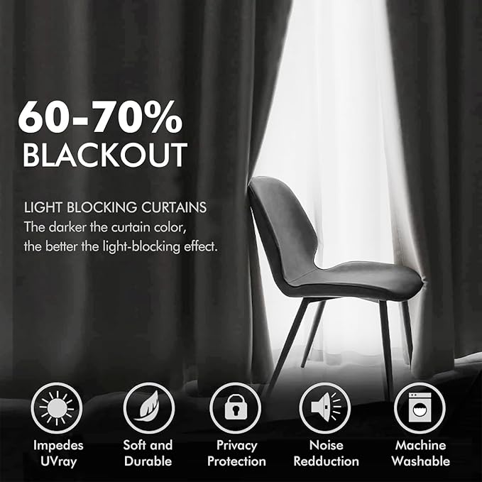 MIULEE Velvet Curtains Pure White Elegant Grommet Curtains Thermal Insulated Soundproof Room Darkening Black Out Curtains/Drapes for Classical Living Room Bedroom Decor 52 x 108 Inch Set of 2