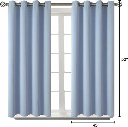 BGment Blackout Curtains for Living Room - Grommet Thermal Insulated Room Darkening Curtains for Bedroom, 2 Panels of 52 x 45 Inch, Spa Blue