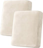 H.VERSAILTEX Velvet Stretch Couch Cushion Cover Plush Cushion Slipcover for Chair Loveseat Sofa Cushion Furniture Protector Seat Cushion Sofa Cover (2 Piece Medium Sofa Cushion Covers, Cream)