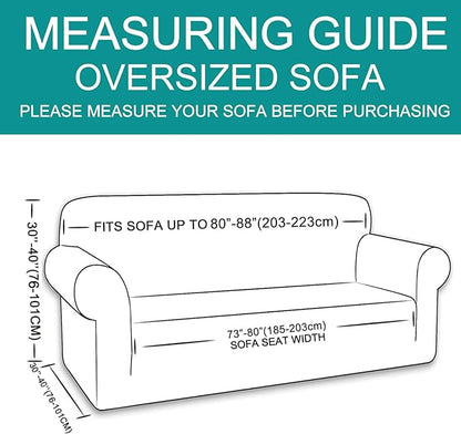 U-NICE HOME Stretch Couch Cover Sofa Cover Sofa Slipcover Furniture Protector for 4 Cushion Couch Sofa Pet Friendly(Oversized Sofa, Beige)