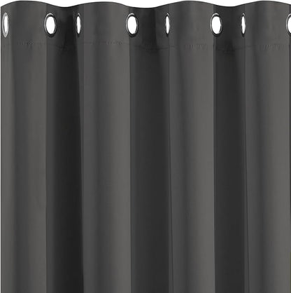 Yakamok 72 Inch Long Blackout Curtains for Bedroom, Thermal Insulated Room Darkening Curtains, Light Blocking Blackout Drapes for Living Room- 2 Panels,52x72 Inch, Charcoal Grey