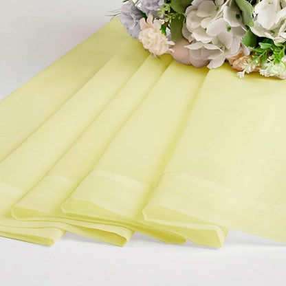 OWENIE Short Sheer Curtains for Bedroom Living Room 54 Inch Length 2 Panels Set, Soft Solid Light Filtering Sheer Curtain for Small Window, 2 Pcs Total 84 Width 54 Long, Light Yellow