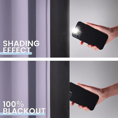 SimpleHome 100% Blackout Curtains for Bedroom,Thermal Insulated Lilac Grommet Window Drapes Room Darkening Curtains for Living Room with Black Back,52 x 72 Inch,2 Panels