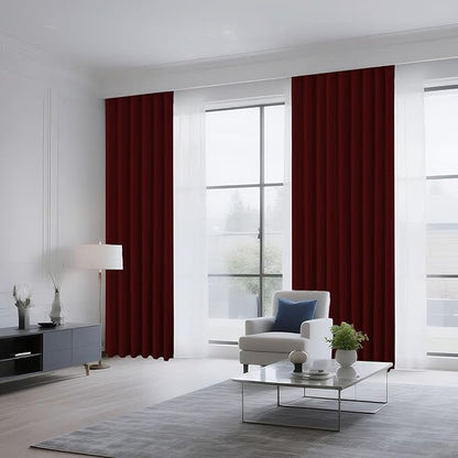 CUCRAF Burgundy Red Blackout Curtains 72 inch Length 2 Panels Set, Rod Pocket Room Darkening Drapes for Bedroom Living Room, Insulated Thermal Light Blocking Window Curtain (W52 x L72 Inch)