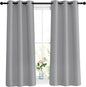 NICETOWN Blackout Silver Grey Curtains 48 inch Length for Bedroom - Thermal Insulated Solid Grommet Vertical Drapes for Kitchen/Cafe (Set of 2, W37 x L48)