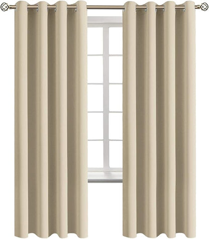 BGment Room Darkening Curtains 72 Inches Long - Grommet Thermal Insulated Drapes Window Treatment Curtains for Bedroom, 2 Panels, 52 x 72 Inch, Beige