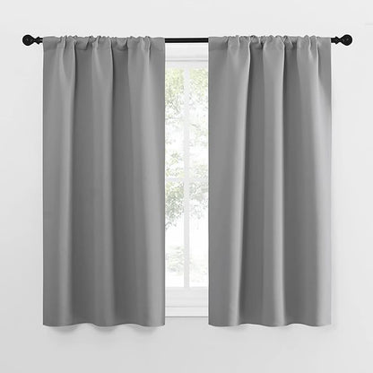 NICETOWN Short Curtains for Small Window - Home Decoration Thermal Insulated Rod Pocket Blackout Blinds & Drapes for Small Windows (Silver Grey, 2 Panels, W34 x L54 -Inch)
