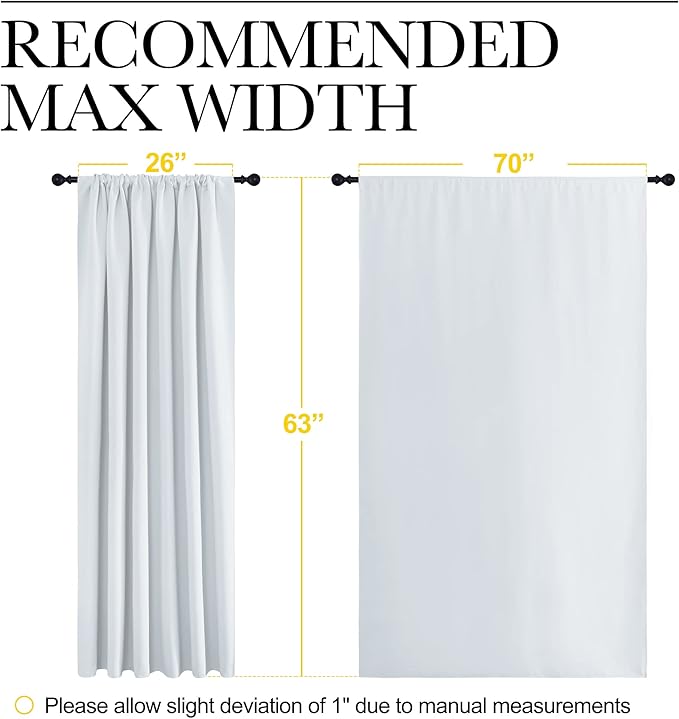 NICETOWN Bedroom Window Curtain Panels - Window Treatment Thermal Insulated Rod Pocket Room Darkening Curtains/Drapes for Patio Door (Greyish White, 2 Panels, 70 by 63)