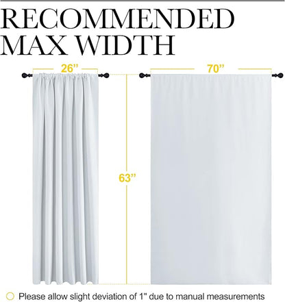 NICETOWN Bedroom Window Curtain Panels - Window Treatment Thermal Insulated Rod Pocket Room Darkening Curtains/Drapes for Patio Door (Greyish White, 2 Panels, 70 by 63)