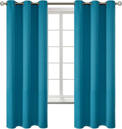 BGment Blackout Curtains - Grommet Thermal Insulated Room Darkening Bedroom and Living Room Curtains, Set of 2 Panels (42 x 63 Inch, Peacock Blue)