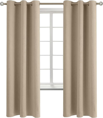 BGment Blackout Curtains - Grommet Thermal Insulated Room Darkening Bedroom and Living Room Curtains, Set of 2 Panels (42 x 72 Inch, Sand)