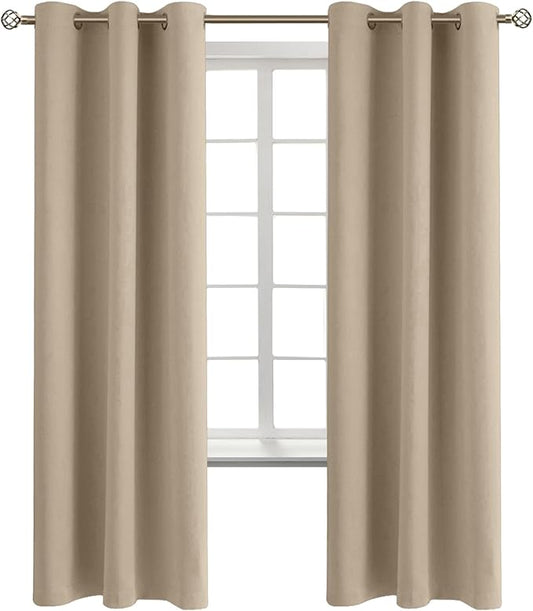 BGment Blackout Curtains - Grommet Thermal Insulated Room Darkening Bedroom and Living Room Curtains, Set of 2 Panels (42 x 72 Inch, Sand)