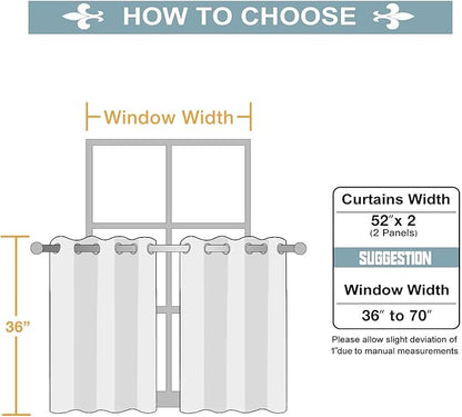 ChrisDowa Small Window Curtains for Kitchen and Bedroom - Grommet Short Thermal Insulated Room Darkening Curtains (2 Panels, Royal Blue, 52 x 36 Inch)