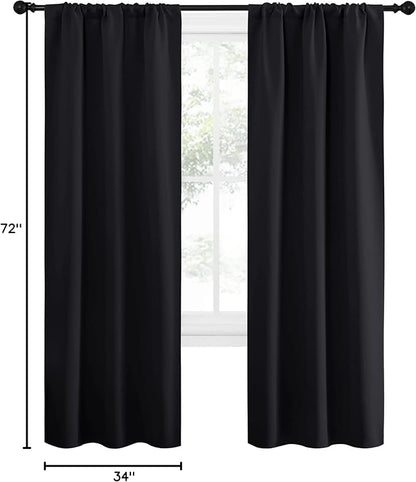 NICETOWN Halloween Black Out Curtain Panels for Kitchen - Energy Smart Decoration Thermal Insulating Blackout Drapes/Draperies for Small Window (2 Panels, 34 inches Wide by 72 inches Long)