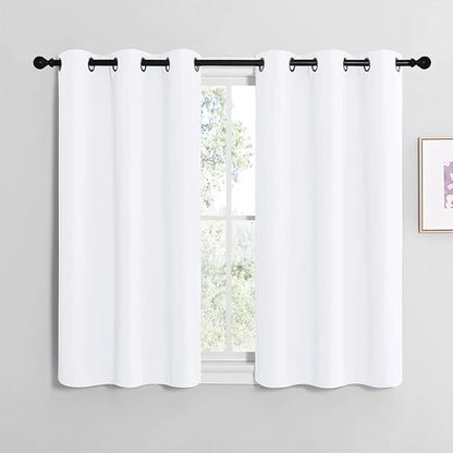 NICETOWN Draperies Curtains Panels, Blocking Out 50% Sunlight Window Treatment Curtains, Grommet Top Small Window Drapes for Bedroom (2 Panels, 42 by 40, White)