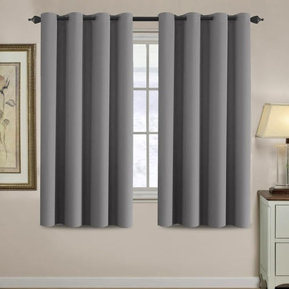 H.VERSAILTEX Ultra Soft and Thick Blackout Bluish Gray Curtains for Bedroom/Living Room 63 Inches Length, Energy Saving Classic Window Panel, Thermal Insulated Curtain Grommet (1 Panel), 52'W x 63'L