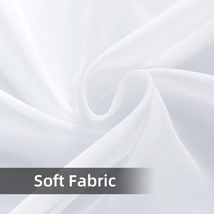 youleyar Solid Sheer Rod Pocket Curtain Voile Draperies 2 Panels White Beige Black Grey Coffee 70 Inch Width 108 Inch Long 1 Pair for Kitchen Bedroom Children Living Room Yard(White,70Wｘ108L)