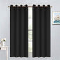 Yakamok Blackout Curtains for Bedroom - Grommet Thermal Insulated Room Darkening Curtains for Living Room, Set of 2 Panels (52 x 54Inch, Black)