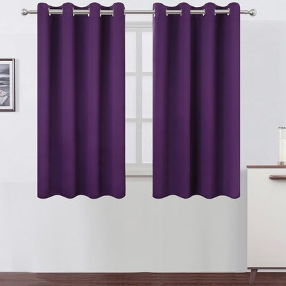 LEMOMO Blackout Curtains 66 x 54 Inch Long Purple Curtains Set of 2 Panels Room Darkening Curtains for Bedroom and Living Room