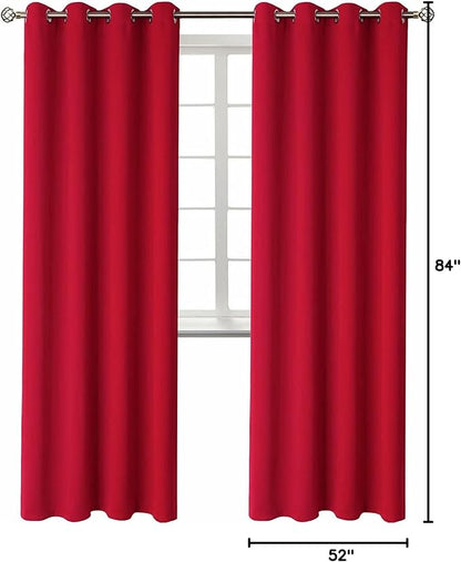 BGment Christmas Room Darkening Curtains 84 Inches Long - Grommet Thermal Insulated Drapes Window Treatment Curtains for Bedroom, 2 Panels, 52 x 84 Inch, Red