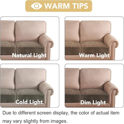 H.VERSAILTEX Velvet Stretch Couch Cushion Cover Plush Cushion Slipcover for Chair Loveseat Sofa Cushion Furniture Protector Seat Cushion Sofa Cover (3 Piece XL Sofa Cushion Covers, Mocha)