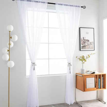 SpaceDresser Sheer Voile Window Treatment Rod Pocket Curtain Panels for Kitchen Bedroom Living Room Drapes Sunlight Filtering Privacy Semi Home Decor Assorted Colors Sizes (Optical White, 52 W x 72 L)