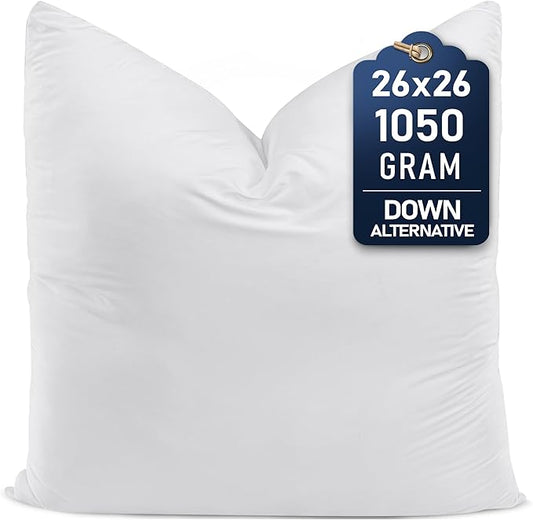Utopia Bedding Throw Pillows (Set of 1, White) – 26 x 26 Inches Down Alternative Pillows for Bed, Sofa, and Couch - Fluffy Decorative Stuffer Pillow for Indoors & Outdoors