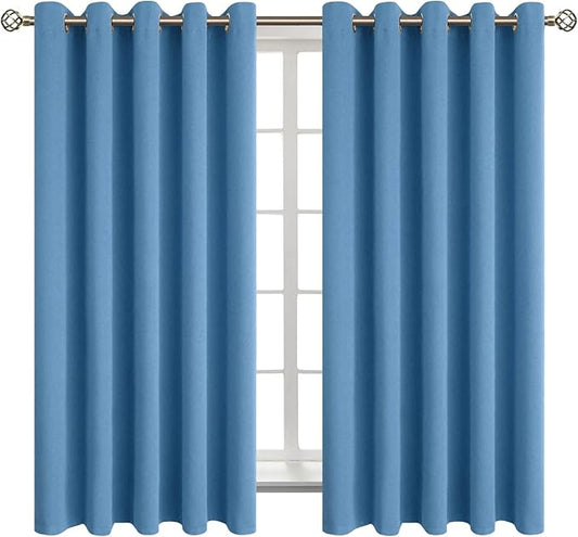 BGment Blackout Curtains - Grommet Thermal Insulated Room Darkening Bedroom and Living Room Curtains, Set of 2 Panels (70 x 63 Inch, Denim)