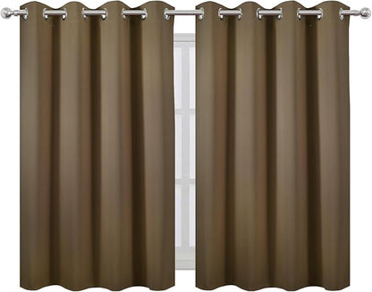 LEMOMO Brown Thermal Blackout Curtains/52 x 45 Inch/Set of 2 Panels Room Darkening Curtains