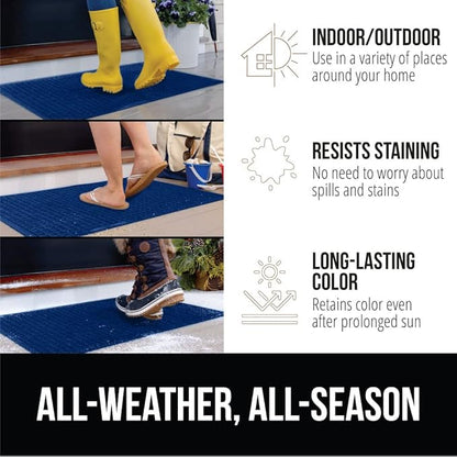 GORILLA GRIP® Ultra Absorbent Front Door Mat Outside Entrance, Traps Dirt and Moisture, HydroABSORB Indoor Outdoor Doormat Holds Up to 1.7 Cups Water, Stain and Fade Resistant Welcome Mat, 29x17, Blue