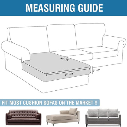Couch Cover Velvet Chaise Cushion Cover for Sectional Sofas - Elastic L-Shaped Sofa Seat Covers Washable, Slipcover Protector (1-Piece, Grey)