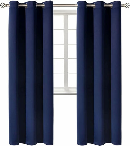 BGment Blackout Curtains 84 inches Long - Grommet Thermal Insulated Room Darkening Window Curtains for Bedroom, Set of 2 Panels (42 x 84 Inch, Navy Blue)