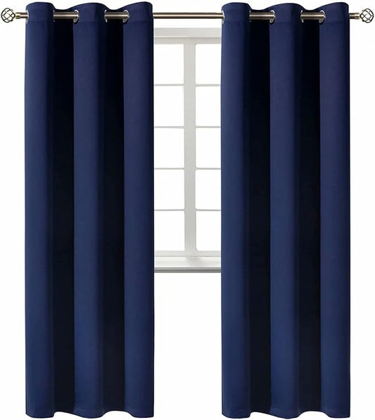 BGment Blackout Curtains 84 inches Long - Grommet Thermal Insulated Room Darkening Window Curtains for Bedroom, Set of 2 Panels (42 x 84 Inch, Navy Blue)