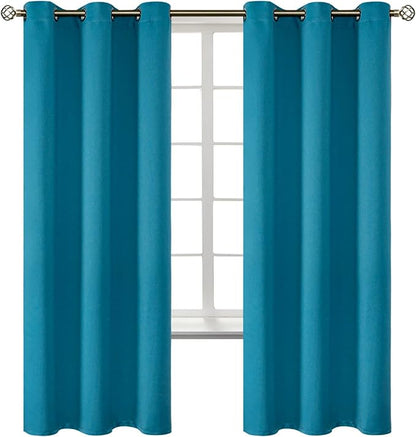 BGment Blackout Curtains - Grommet Thermal Insulated Room Darkening Bedroom and Living Room Curtains, Set of 2 Panels (42 x 72 Inch, Peacock Blue)