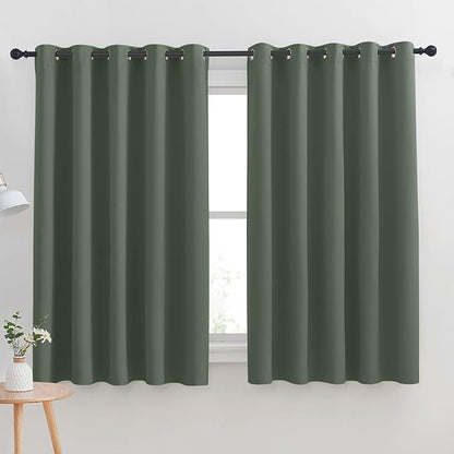 NICETOWN Thermal Insulated Dark Mallard Blackout Curtains for Bedroom, Window Treatment Solid Grommet Room Darkening Drape Panels for Bedroom (Set of 2, 70 by 63 inches Long)