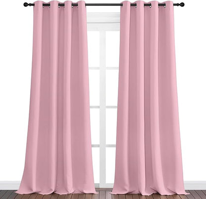 NICETOWN Crystal Pink Blackout Curtains 102" Long for Office, 55" Wide, 2 Pieces, Dining Room, Guest Room, Sound Reducing Heat and Cold Block Curtain Panels for Modern Room Decorative
