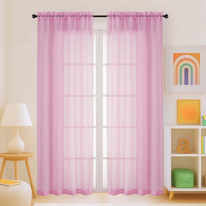 Light Pink Sheer Curtains for Window 72 inches Long 2 Panels Set, Soft Airy Modern Light Filtering Sheer Curtains for Living Room Bedroom, Dual Rod Pocket Solid Window Drapes, 2x42Wx72L inches