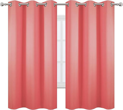 LEMOMO Coral Blackout Curtains 38 x 63 Inch Length/Set of 2 Curtain Panels/Thermal Insulated Room Darkening Blackout Curtains for Bedroom