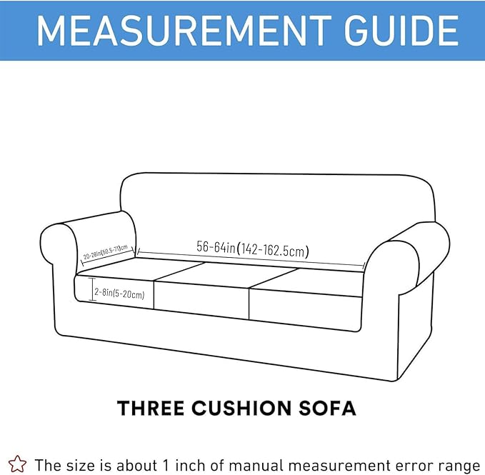 hyha Waterproof Couch Cushion Covers for Pets, Non Slip Sofa Seat Cover for Dogs Washable, Soft Thick Stretch Jacquard Fabric, Sofa Slipcovers with Elastic Bottom (1 Piece for Large, Lake Blue)