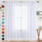 SpaceDresser Sheer Voile Window Treatment Rod Pocket Curtain Panels for Kitchen Bedroom Living Room Drapes Sunlight Filtering Privacy Semi Home Decor Assorted (White, 52 W x 118 L)