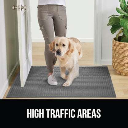 GORILLA GRIP® Ultra Absorbent Front Door Mat Outside Entrance, 47x35, Traps Dirt and Moisture, HydroABSORB Indoor Outdoor Doormat Holds Up to 6 Cups Water, Stain and Fade Resistant Welcome Mat, Grey