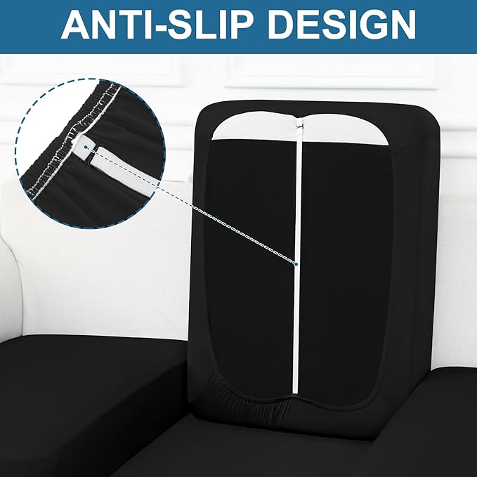Smiry Printed Couch Cushion Covers, Stretch Soft Couch Covers for Sofa, Washable Non-Slip Sofa Slipcover Furniture Protector for Indoor and Outdoor (1 Pack, Black)