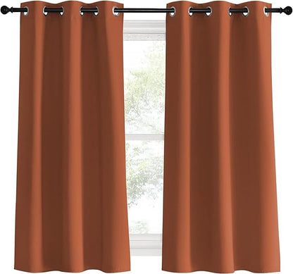 NICETOWN Blackout Curtain Panels for Girls Room, Burnt Orange, 1 Pair, 34 x 60 Inch, Nursery Essential Thermal Insulated Solid Grommet Top Blackout Drapes