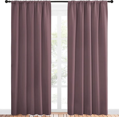 NICETOWN Room Darkening Curtains for Bedroom - Home Decoration Privacy Protection Thermal Insulated Solid Drapes/Draperies for Sliding Glass Door (Dry Rose, Set of 2, 52 x 84 inches)