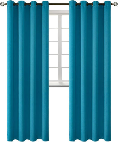 BGment Blackout Curtains - Grommet Thermal Insulated Room Darkening Bedroom and Living Room Curtains, Set of 2 Panels (52 x 120 Inch, Peacock Blue)