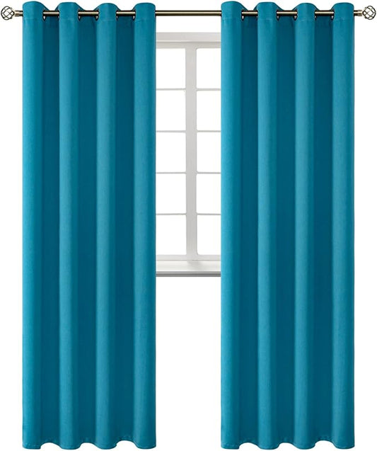 BGment Blackout Curtains - Grommet Thermal Insulated Room Darkening Bedroom and Living Room Curtains, Set of 2 Panels (52 x 120 Inch, Peacock Blue)